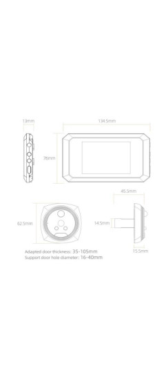 Видеоглазок Look 5-2 | Черный, Внутренний блок 145х88х14,5 мм Наружный блок 62x62x15 мм