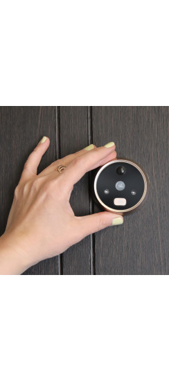 Видеоглазок Look 2 new | Черный \ золотой, Внутренний блок 95x85x17 мм Наружный блок 65x15x47 мм