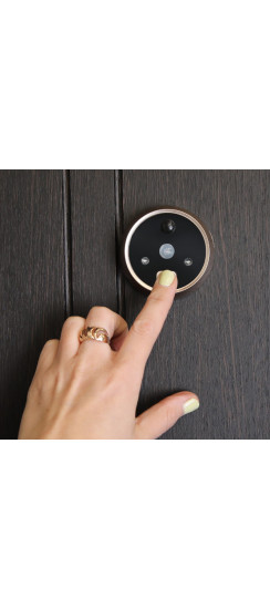 Видеоглазок Look 2 new | Черный \ золотой, Внутренний блок 95x85x17 мм Наружный блок 65x15x47 мм