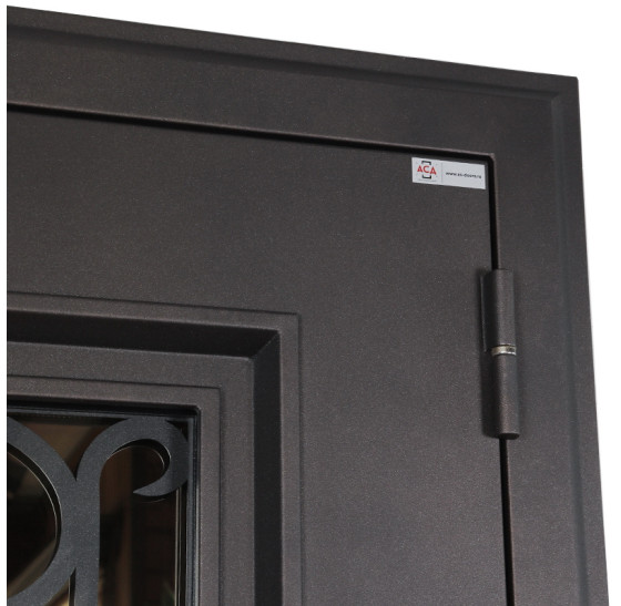 Стальная дверь "Аляска" с окном и лазерной резкой (терморазрыв) | Два слоя покрытия: первый слой - цинкогрунт, второй слой - порошковое покрытие  