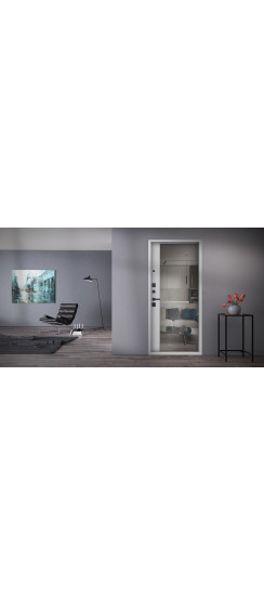 Стальная дверь "Вертикаль" с зеркалом | Порошковое покрытие 