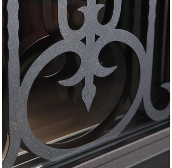 Стальная дверь "Аляска" с окном и лазерной резкой (терморазрыв) | Два слоя покрытия: первый слой - цинкогрунт, второй слой - порошковое покрытие  