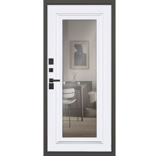 Стальная дверь Норильск с зеркалом (терморазрыв 3к) | Порошковое покрытие 