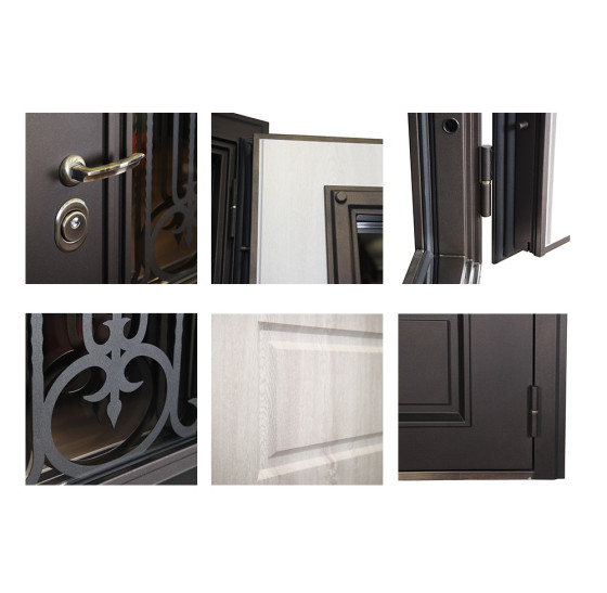 Стальная дверь "Аляска" с окном и лазерной резкой (терморазрыв) | Два слоя покрытия: первый слой - цинкогрунт, второй слой - порошковое покрытие  