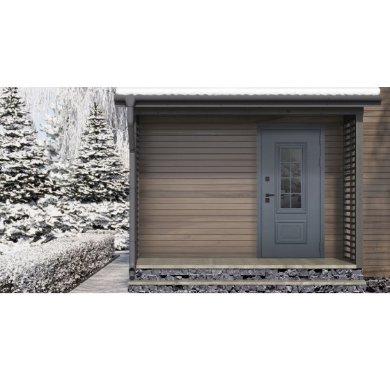 Стальная дверь Арктика с окном (терморазрыв 3к) | Два слоя покрытия: первый слой - цинкогрунт, второй слой - порошковое покрытие. Цвет 