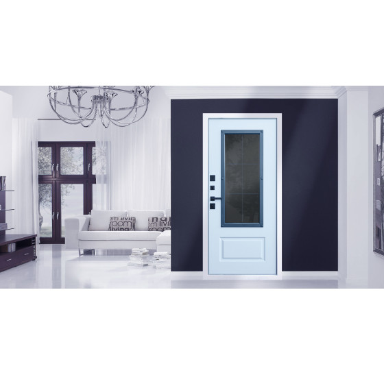 Стальная дверь "Эльбрус" с окном и английской решеткой (терморазрыв 3к) | Два слоя покрытия: первый слой - цинкогрунт, второй слой - порошковое покрытие  