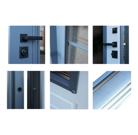 Стальная дверь "Эльбрус" с окном и английской решеткой (терморазрыв 3к) | Два слоя покрытия: первый слой - цинкогрунт, второй слой - порошковое покрытие  