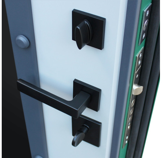 Стальная дверь "Олимп" с окном и английской решеткой (терморазрыв 3к) | Два цвета покраски рамы и полотна: внешняя сторона - 