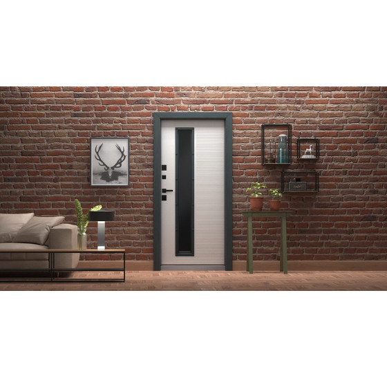 Стальная дверь "Trento" с окном (терморазрыв 3к) | Два слоя покрытия: первый слой - цинкогрунт, второй слой - порошковое покрытие  