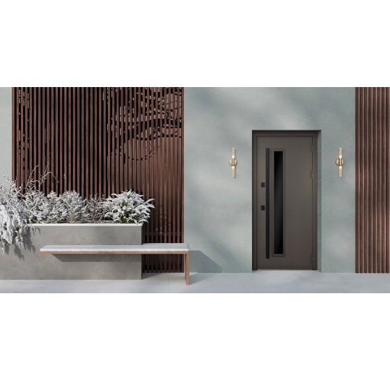 Стальная дверь "Barone" с окном (терморазрыв 3к) | Два слоя покрытия: первый слой - цинкогрунт, второй слой - порошковое покрытие 