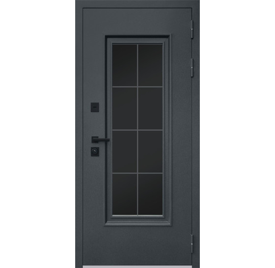 Стальная дверь "Titanium" с окном и английской решеткой (терморазрыв 3к) | Два цвета покраски рамы и полотна: внешняя сторона - 
