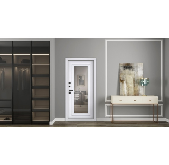 Стальная дверь Норильск с зеркалом (терморазрыв 3к) | Порошковое покрытие 