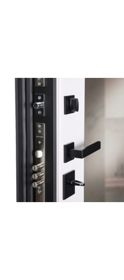 Стальная дверь "Вертикаль" с зеркалом | Порошковое покрытие 