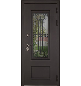 Стальная дверь "Аляска" с окном и лазерной резкой (терморазрыв)