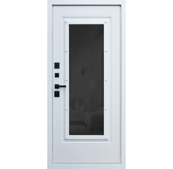 Стальная дверь "Titanium" с окном и английской решеткой (терморазрыв 3к) | Два цвета покраски рамы и полотна: внешняя сторона - 