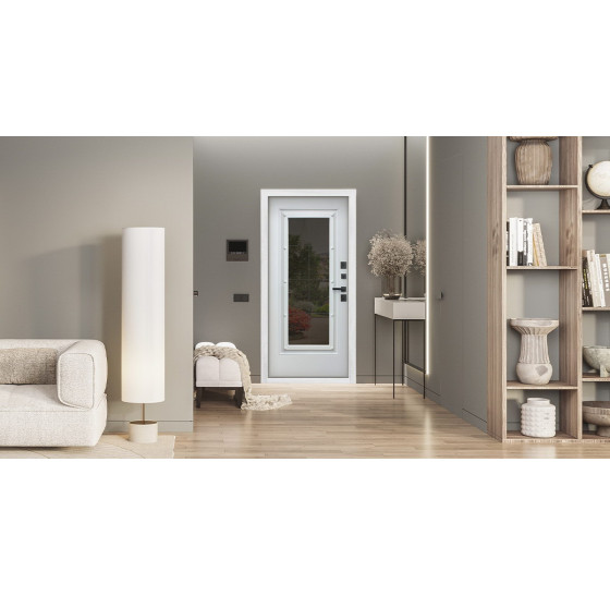 Стальная дверь "Titanium" с окном и английской решеткой (терморазрыв 3к) | Два цвета покраски рамы и полотна: внешняя сторона - 