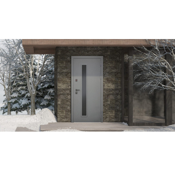 Стальная дверь "Trento" с окном (терморазрыв 3к) | Два слоя покрытия: первый слой - цинкогрунт, второй слой - порошковое покрытие  