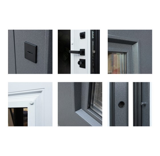 Стальная дверь "Titanium" с окном и английской решеткой (терморазрыв 3к) | Два цвета покраски рамы и полотна: внешняя сторона - 