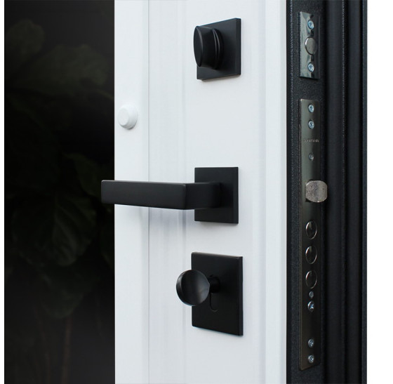 Стальная дверь "Titanium" с окном и английской решеткой (терморазрыв 3к) | Два цвета покраски рамы и полотна: внешняя сторона - 