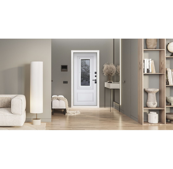 Стальная дверь Арктика с окном (терморазрыв 3к) | Два слоя покрытия: первый слой - цинкогрунт, второй слой - порошковое покрытие. Цвет 