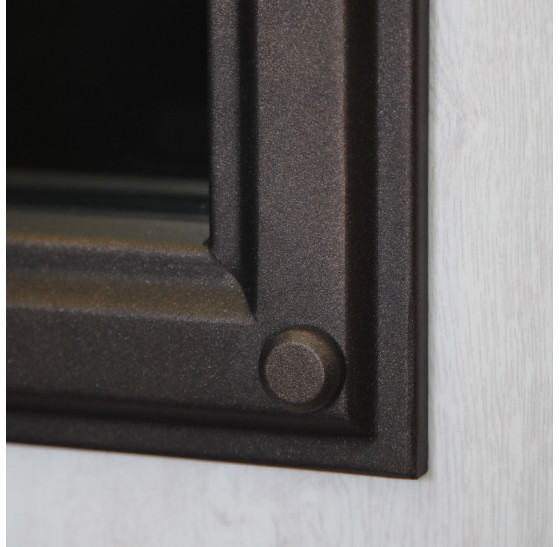 Стальная дверь "Аляска" с окном и лазерной резкой (терморазрыв) | Два слоя покрытия: первый слой - цинкогрунт, второй слой - порошковое покрытие  