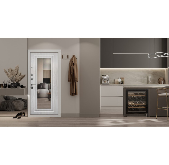 Стальная дверь "Гермес NEW" с зеркалом "Elit" | Порошковое покрытие 