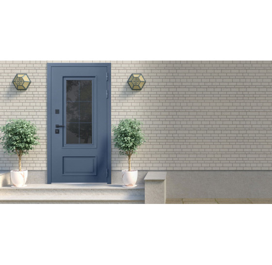 Стальная дверь "Эльбрус" с окном и английской решеткой (терморазрыв 3к) | Два слоя покрытия: первый слой - цинкогрунт, второй слой - порошковое покрытие  