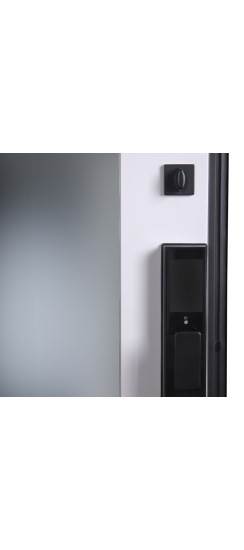 Стальная дверь "Авангард" с зеркалом (биометрический замок) | Порошковое покрытие 