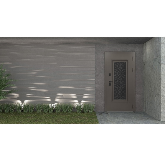 Стальная дверь "Поларис" с окном и лазерной резкой (терморазрыв 3к). | Два цвета покраски рамы и полотна (внешняя сторона - 