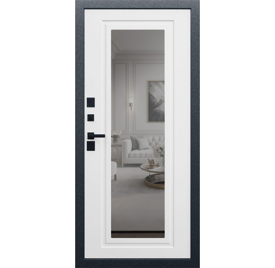 Стальная дверь "Арктика" с зеркалом (терморазрыв 3к). Заказная модель. | Порошковое покрытие 