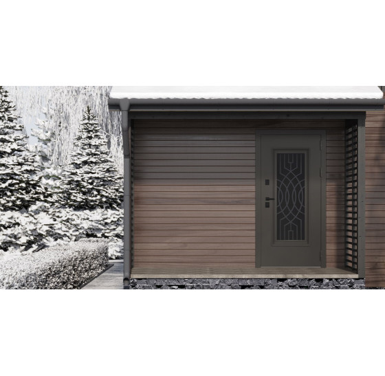 Стальная дверь Таганай с окном и английской решеткой (терморазрыв 3к) | Два цвета покраски рамы и полотна (внешняя сторона - 