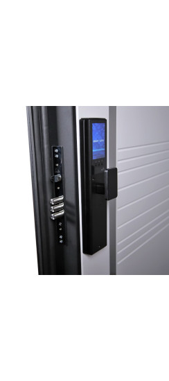 Стальная дверь "Обсидиан" 3Д (биометрический замок). Заказная модель. | Порошковое покрытие 