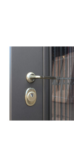 "Grand Lux light 2" с окном и лазерной резкой (терморазрыв 3к). | Два слоя покрытия: первый слой - цинкогрунт, второй слой - порошковое покрытие "муар коричневый"., 2050 х 880; 2050 х 960.