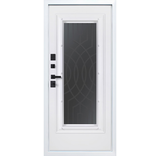Стальная дверь Таганай с окном и английской решеткой (терморазрыв 3к) | Два цвета покраски рамы и полотна (внешняя сторона - 