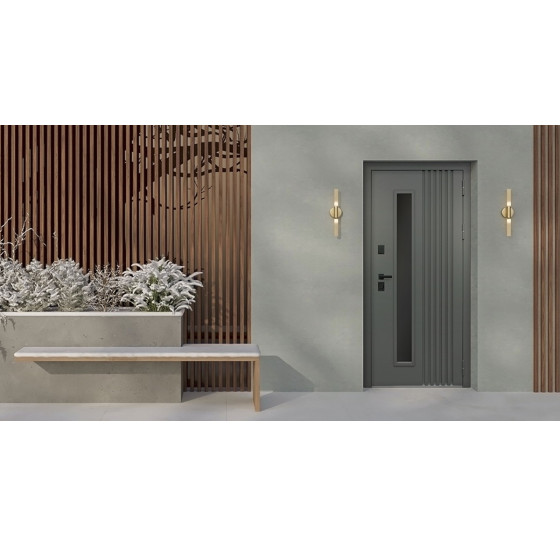 Стальная дверь "Барс" с окном (терморазрыв 3к). Заказная модель. | Два слоя покрытия металла: первый слой - цинкогрунт, второй слой - порошковое покрытие 