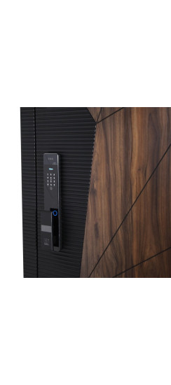 Стальная дверь "Берилл" с зеркалом (биометрический замок Y23). Заказная модель. | Порошковое покрытие 