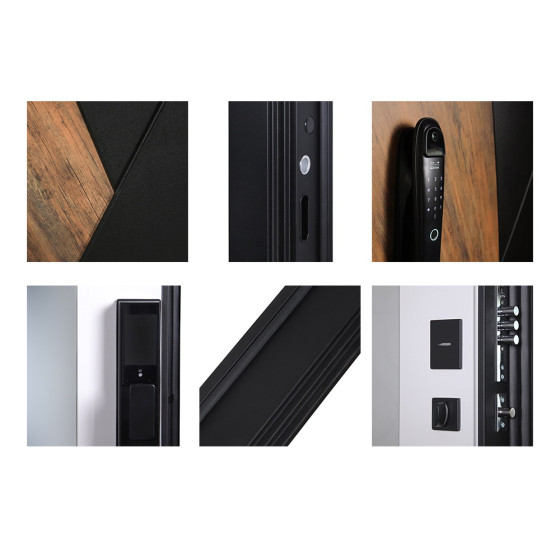 Стальная дверь "Loft" с зеркалом (биометрический замок) | Порошковое покрытие 