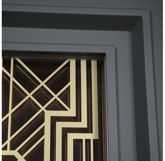 Стальная дверь "Изумруд" с окном и лазерной резкой (терморазрыв 3к) | Два цвета покраски рамы и полотна (внешняя сторона - 