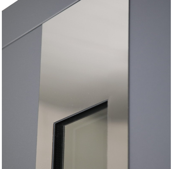 Стальная дверь "Император" с окном (терморазрыв 3к). Заказная модель. | Два слоя покрытия: первый слой - цинкогрунт, второй слой - порошковое покрытие (с внешней стороны 