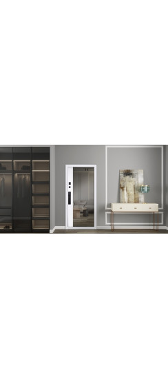 Стальная дверь "Форт" с зеркалом (биометрический замок). | Порошковое покрытие 