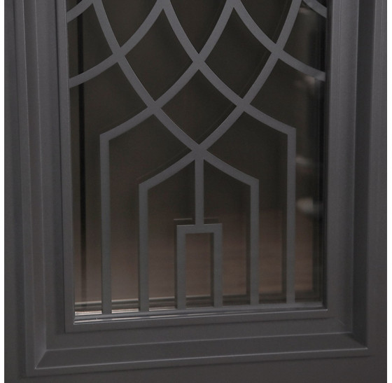 Стальная дверь Таганай с окном и английской решеткой (терморазрыв 3к) | Два цвета покраски рамы и полотна (внешняя сторона - 