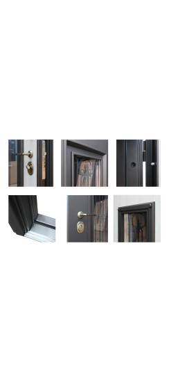 "Grand Lux light 2" с окном и лазерной резкой (терморазрыв 3к). | Два слоя покрытия: первый слой - цинкогрунт, второй слой - порошковое покрытие "муар коричневый"., 2050 х 880; 2050 х 960.