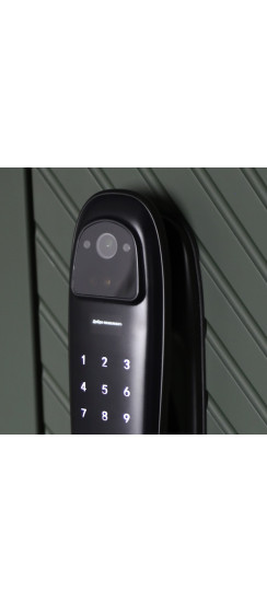 Стальная дверь "Vertu" с зеркалом (биометрический замок) | Порошковое покрытие 