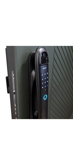 Стальная дверь "Санторини" с зеркалом (биометрический замок). | Порошковое покрытие 