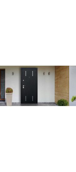 Стальная дверь "Агата 1". Заказная модель. | Муар черный, 2050х870; 2050х970правое и левое открывание