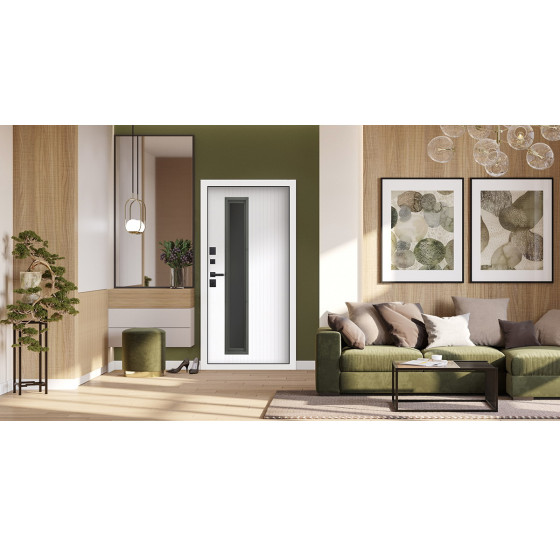 Стальная дверь "Барс" с окном (терморазрыв 3к). Заказная модель. | Два слоя покрытия металла: первый слой - цинкогрунт, второй слой - порошковое покрытие 