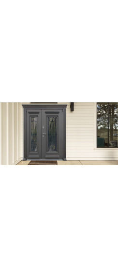 Стальная дверь "Grand Luxe" (терморазрыв). Заказная модель. 2100х1700 | Два слоя покрытия: первый слой - цинкогрунт, второй слой - порошковое покрытие 