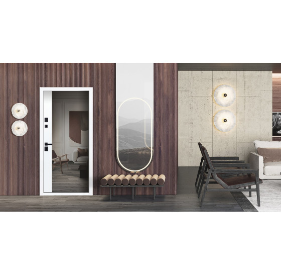 Стальная дверь "Silver" с зеркалом. Заказная модель. | Порошковое покрытие 