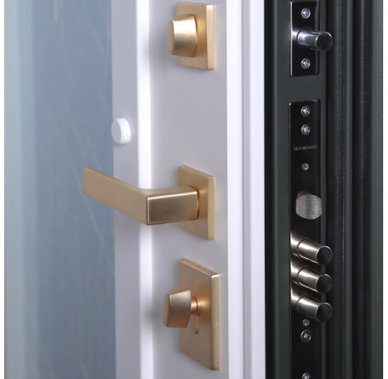 Стальная дверь "Изумруд" с окном и лазерной резкой (терморазрыв 3к) | Два цвета покраски рамы и полотна (внешняя сторона - 