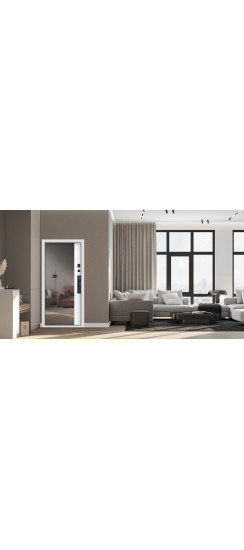 Стальная дверь "Бастион" с зеркалом (биометрический замок) | Порошковое покрытие 